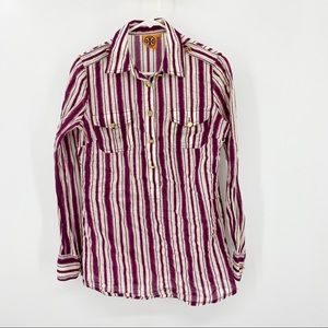 Tory Burch Striped Button Down Blouse 6